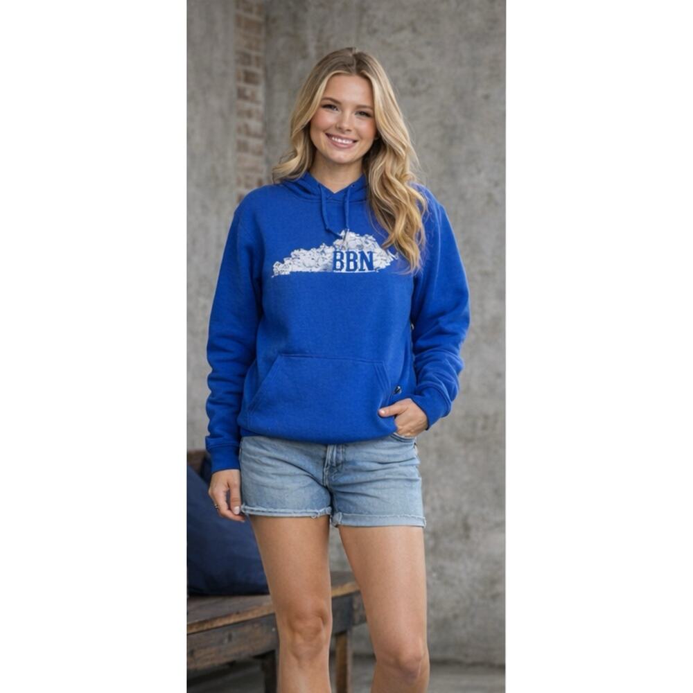 Gildan Kentucky Hoodie Graphic Spellout Mens Small Blue Pullover USA BBN